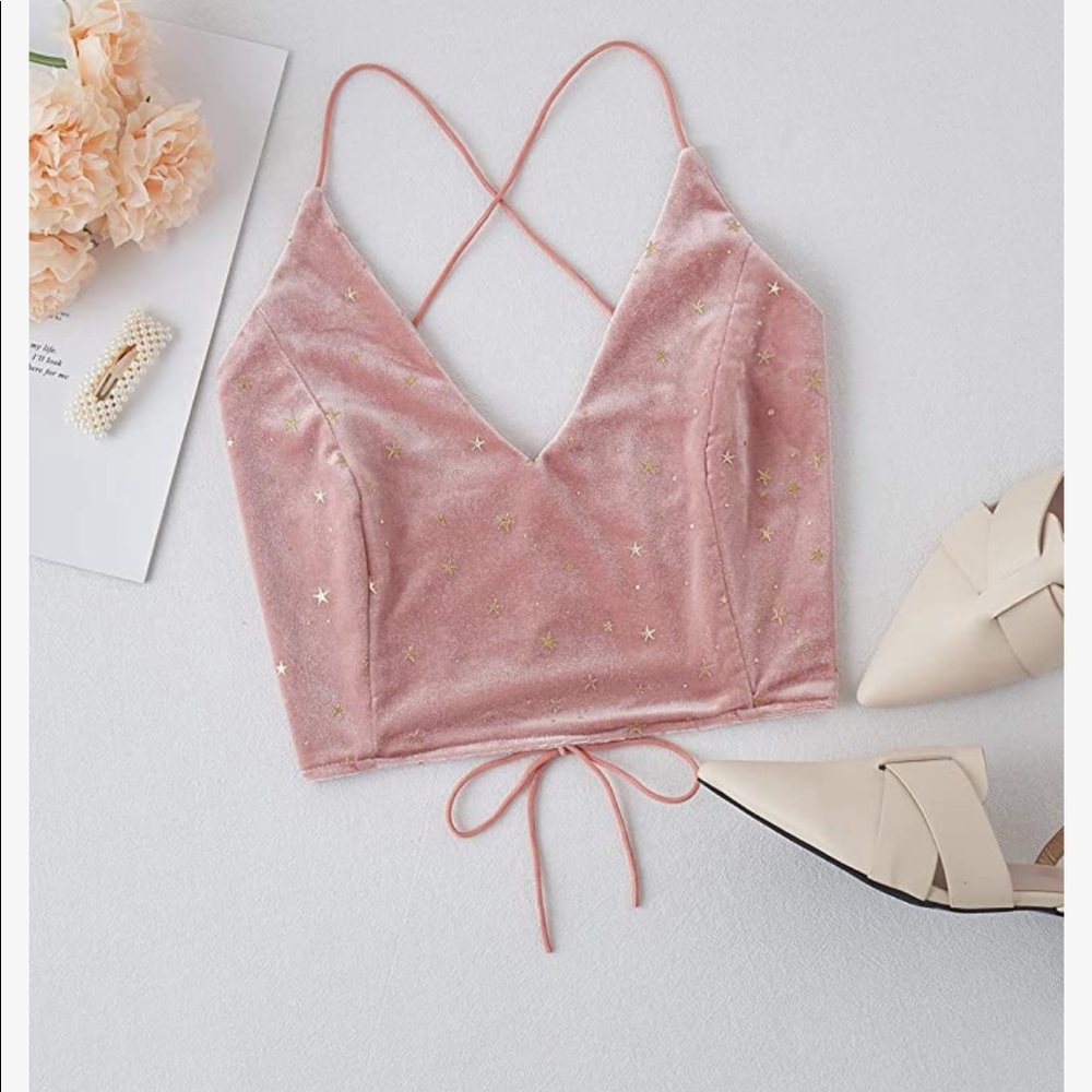 Velvet Crisscross Back Spaghetti Top